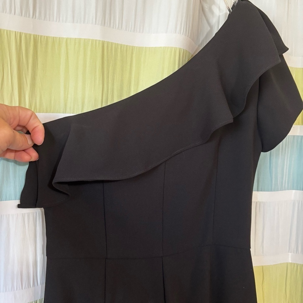 Monique Lhuillier One-Shoulder Jumpsuit Black Sz 0P - Picture 6 of 9